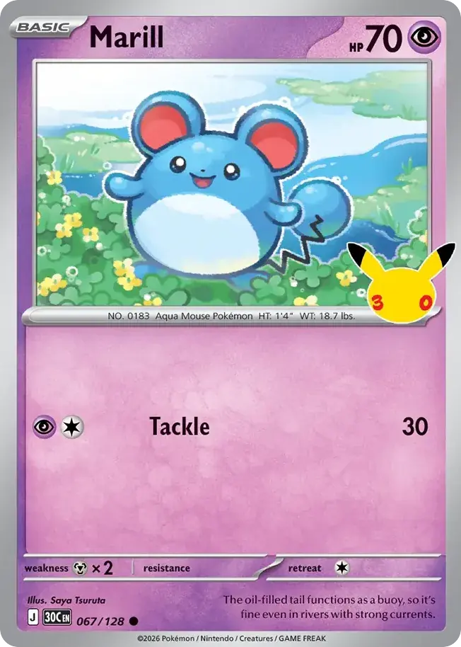 Marill 30th Celebration Pokemon card