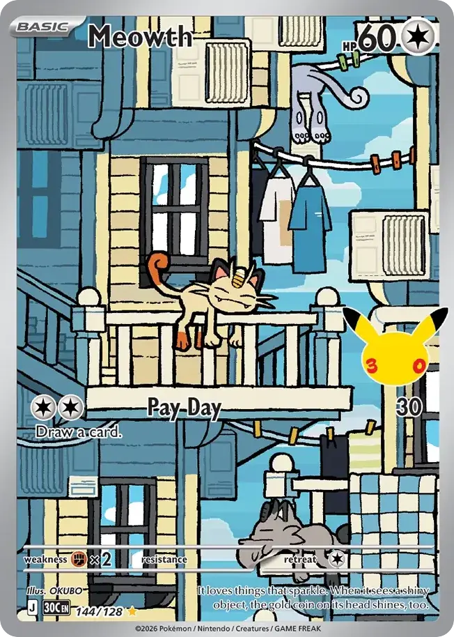 Meowth 30th Celebration Pokemon card