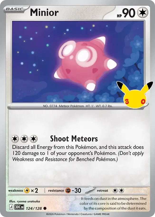 Minior 30th Celebration Pokemon card