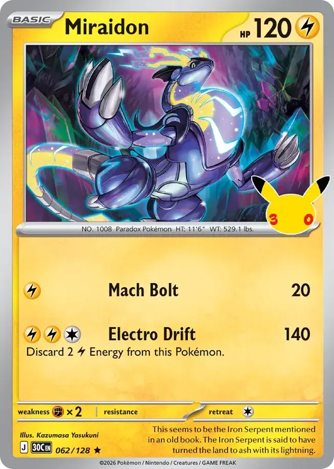 Miraidon 30th Celebration Pokemon card