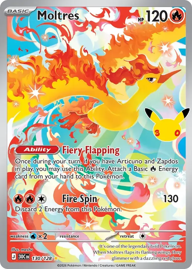 Moltres 30th Celebration Pokemon card