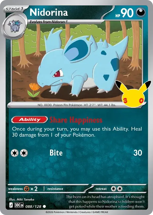 Nidorina 30th Celebration Pokemon card