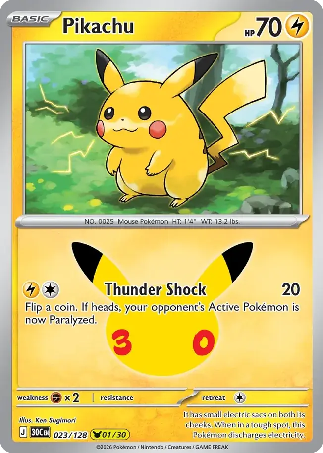 Pikachu 30th Celebration Pokemon card