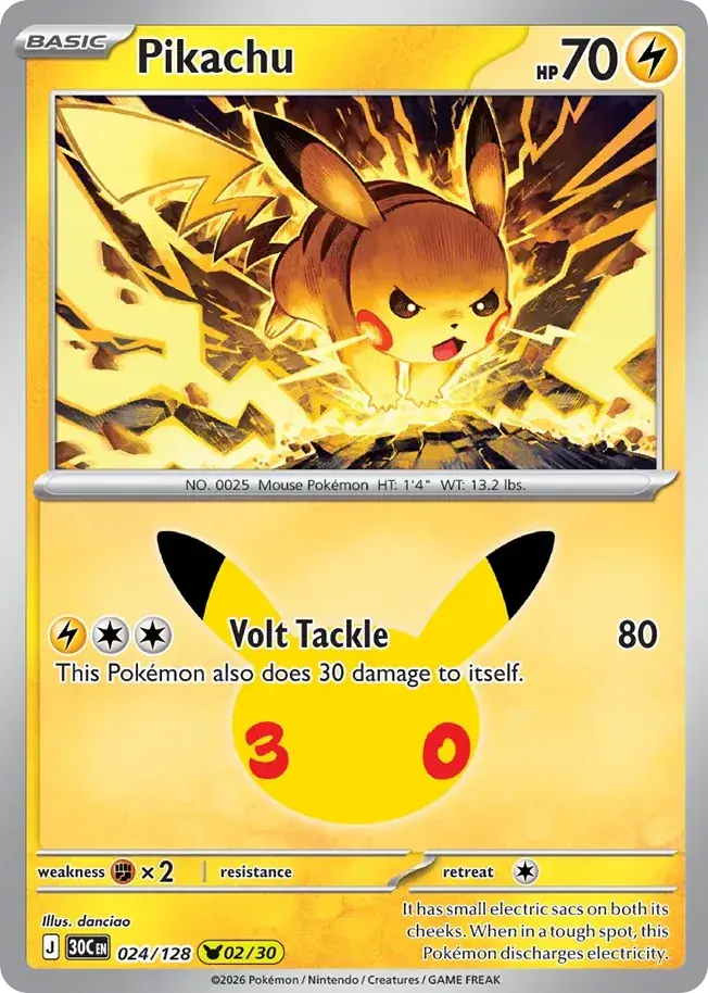 Pikachu 30th Celebration Pokemon card