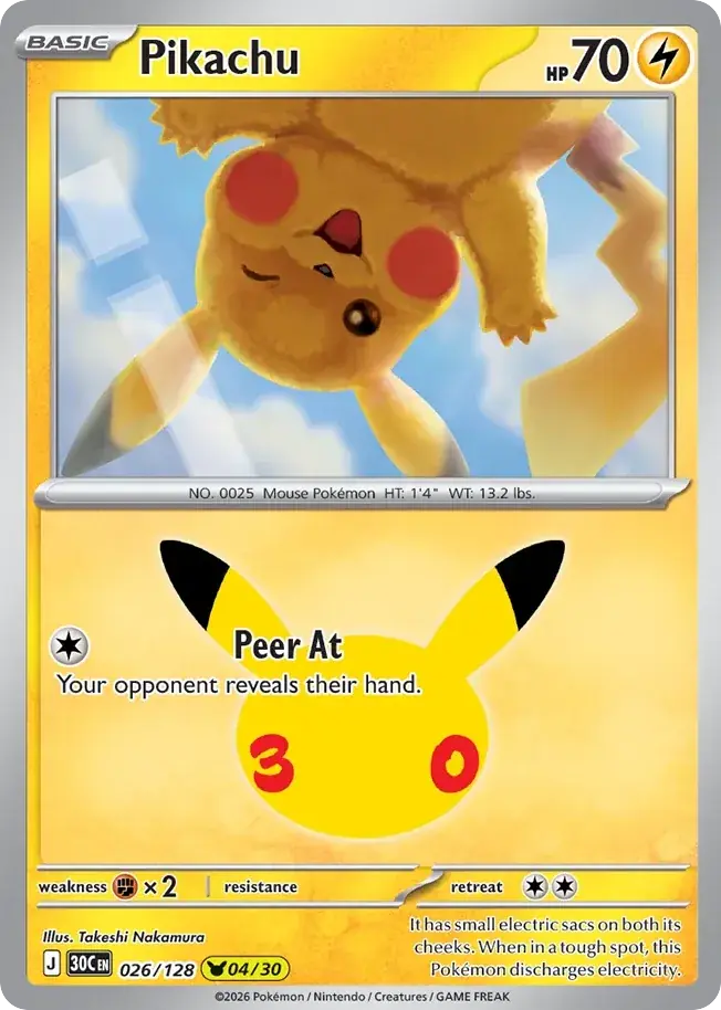 Pikachu 30th Celebration Pokemon card