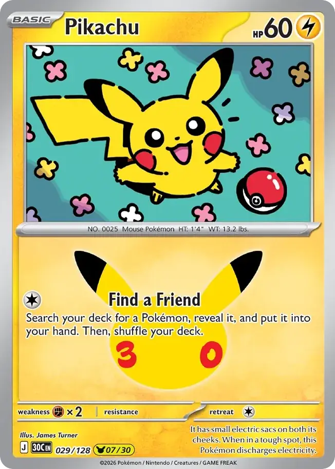 Pikachu 30th Celebration Pokemon card