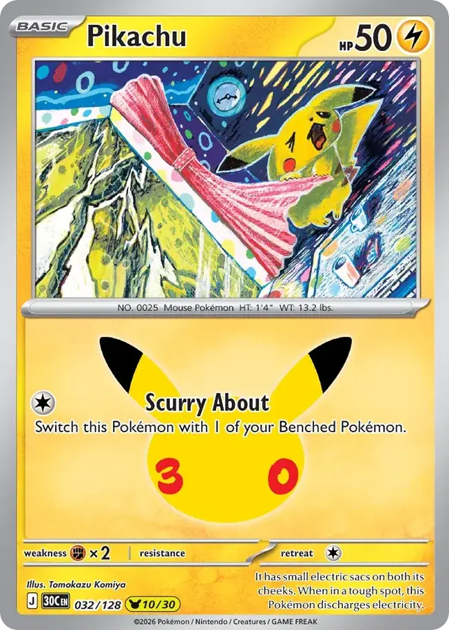 Pikachu 30th Celebration Pokemon card