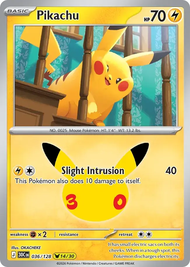 Pikachu 30th Celebration Pokemon card