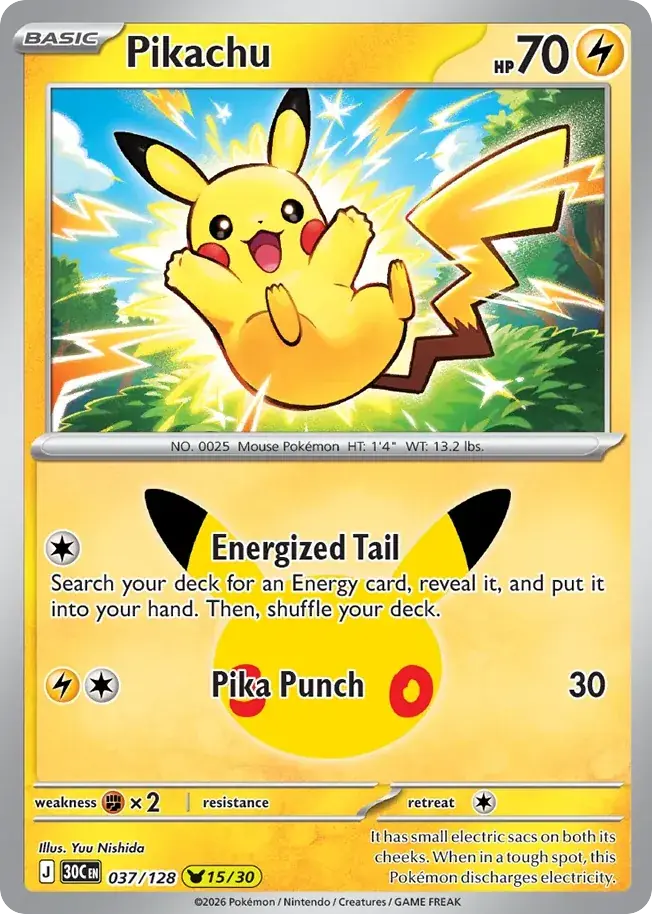 Pikachu 30th Celebration Pokemon card