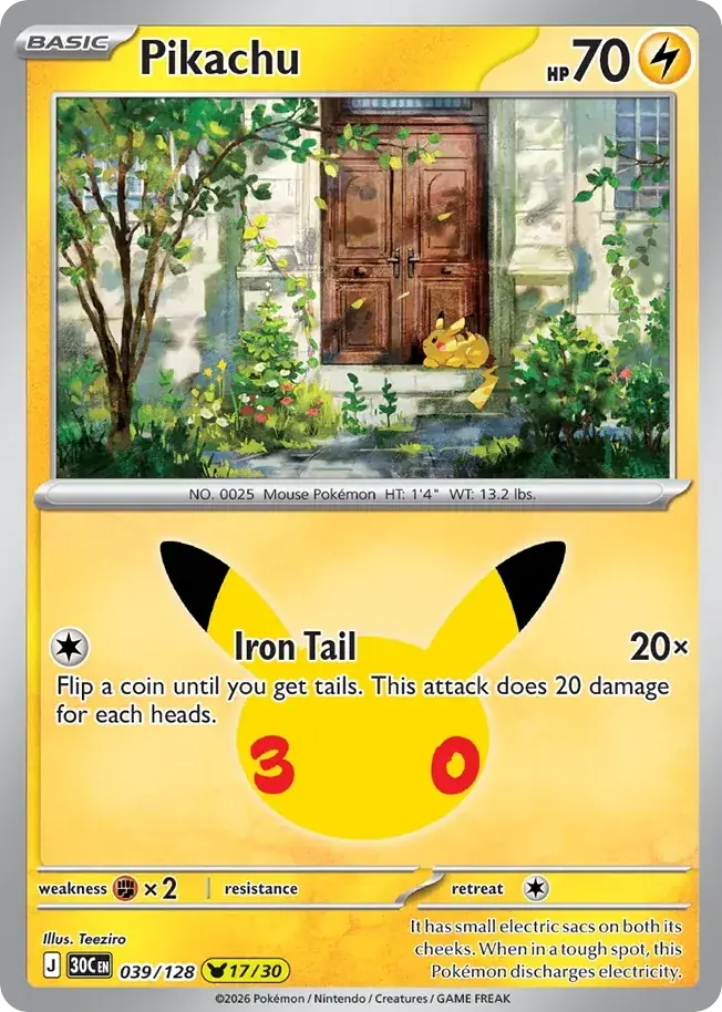 Pikachu 30th Celebration Pokemon card