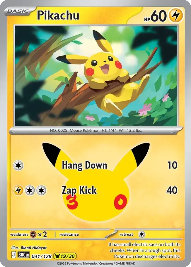 Pikachu 30th Celebration Pokemon card