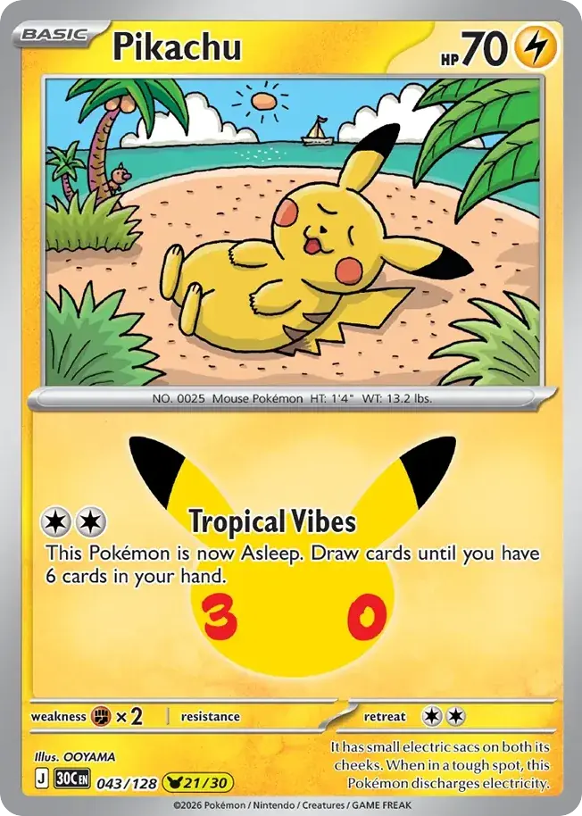 Pikachu 30th Celebration Pokemon card
