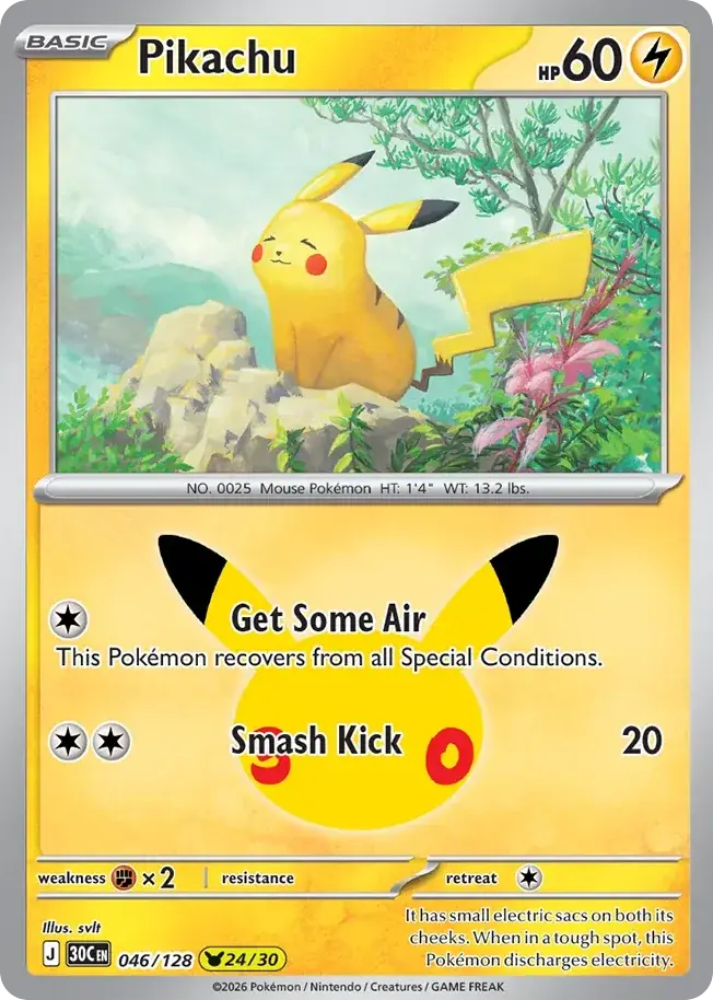 Pikachu 30th Celebration Pokemon card