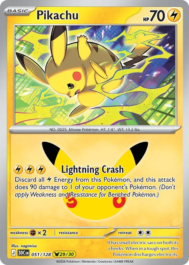 Pikachu 30th Celebration Pokemon card