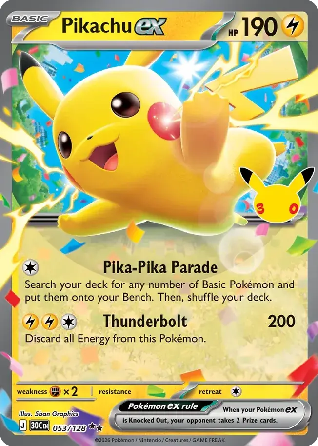 Pikachu ex 30th Celebration Pokemon card