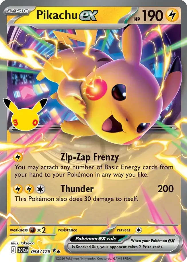 Pikachu ex 30th Celebration Pokemon card