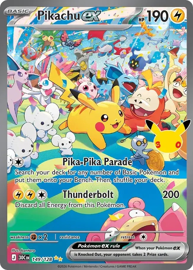 Pikachu ex 30th Celebration Pokemon card