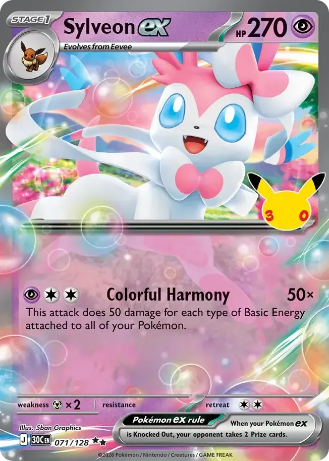 Sylveon ex 30th Celebration Pokemon card