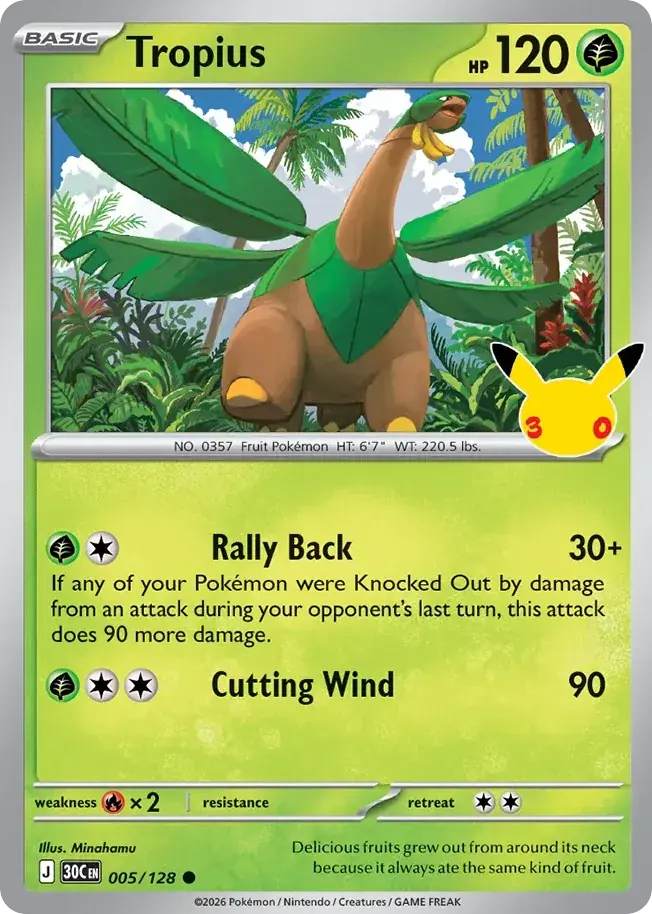 Tropius 30th Celebration Pokemon card