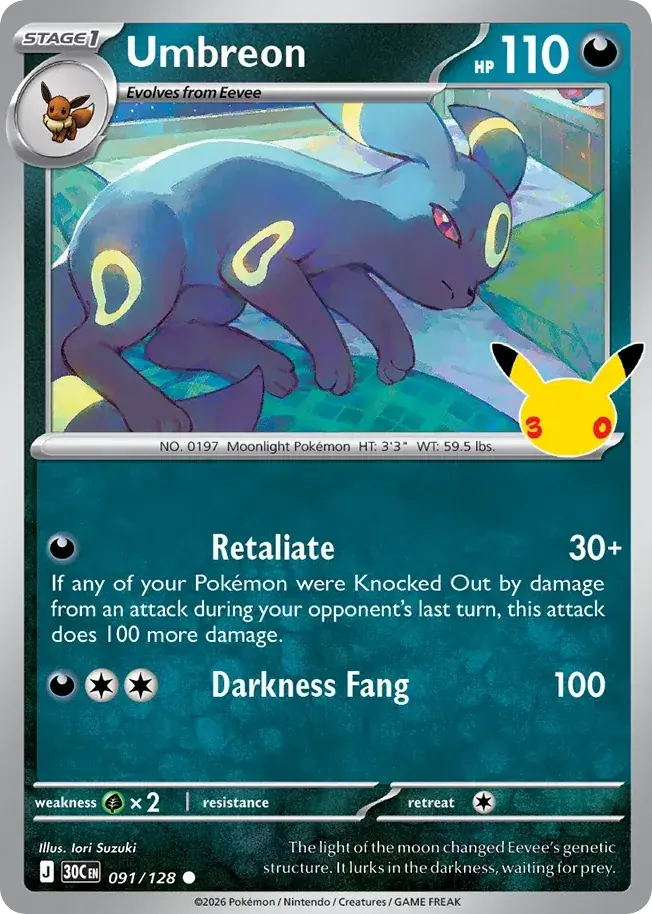 Umbreon 30th Celebration Pokemon card