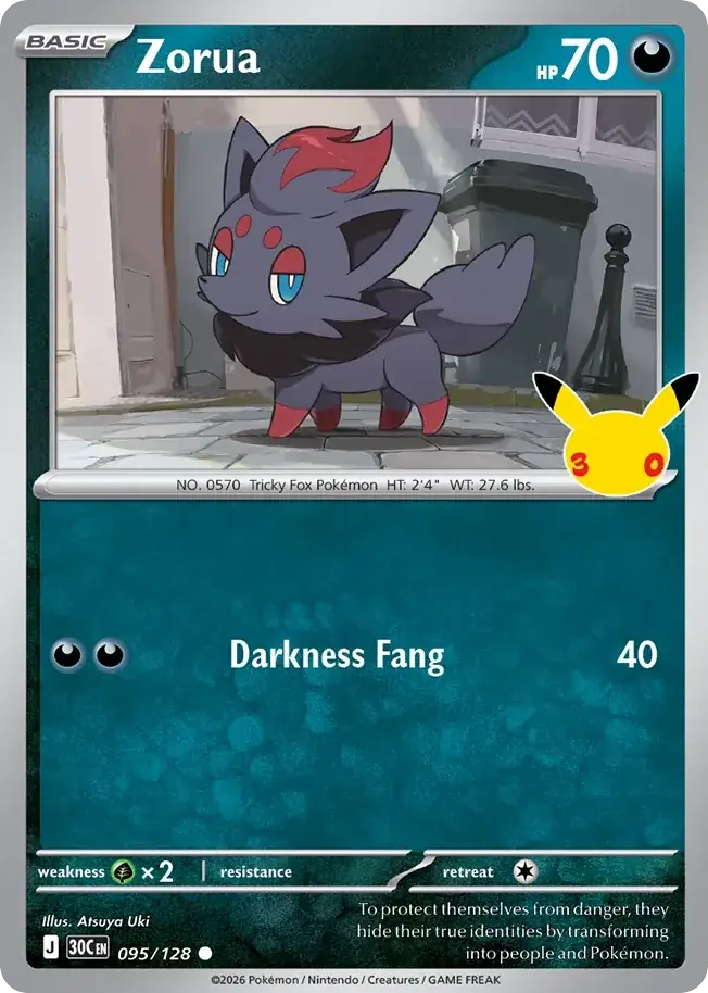 Zorua 30th Celebration Pokemon card