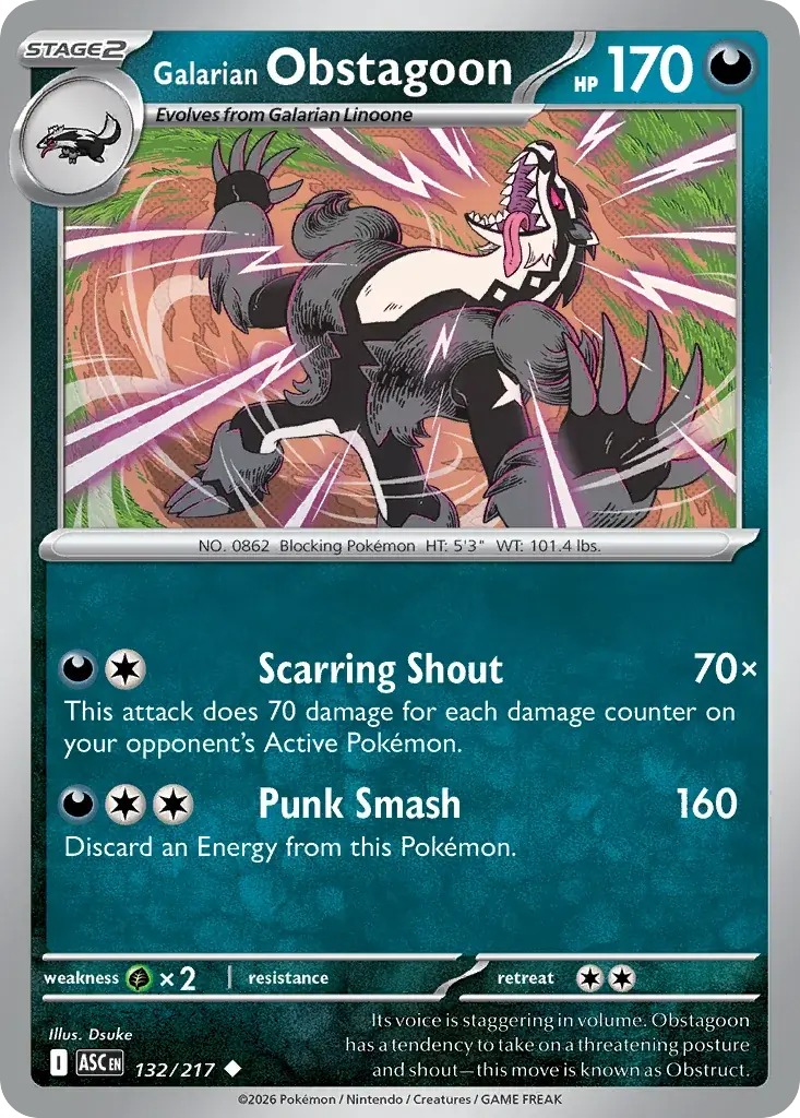 Galarian Obstagoon Ascended Heroes Pokemon card