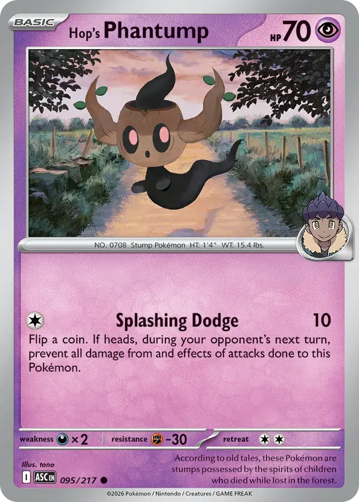 Hop's Phantump Ascended Heroes Pokemon card