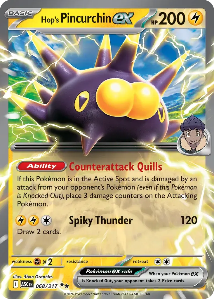 Hop's Pincurchin ex Ascended Heroes Pokemon card