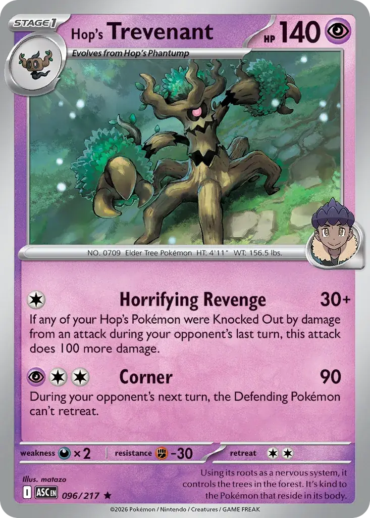 Hop's Trevenant Ascended Heroes Pokemon card