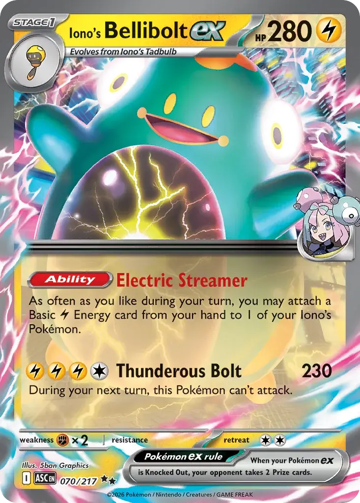 Iono's Bellibolt ex Ascended Heroes Pokemon card
