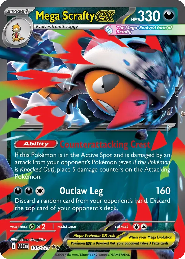 Mega Scrafty ex Ascended Heroes Pokemon card