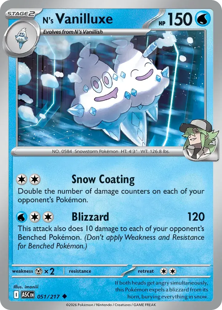 N's Vanilluxe Ascended Heroes Pokemon card