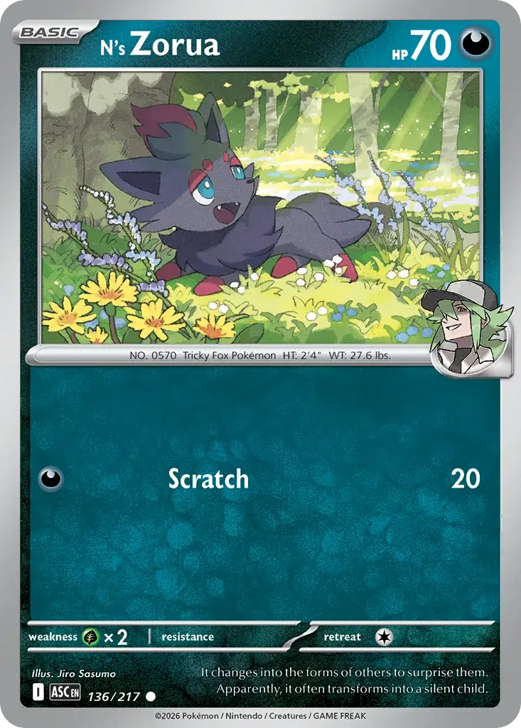 N's Zorua Ascended Heroes Pokemon card
