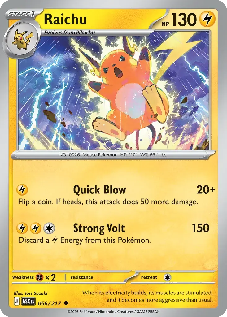 Raichu Ascended Heroes Pokemon card