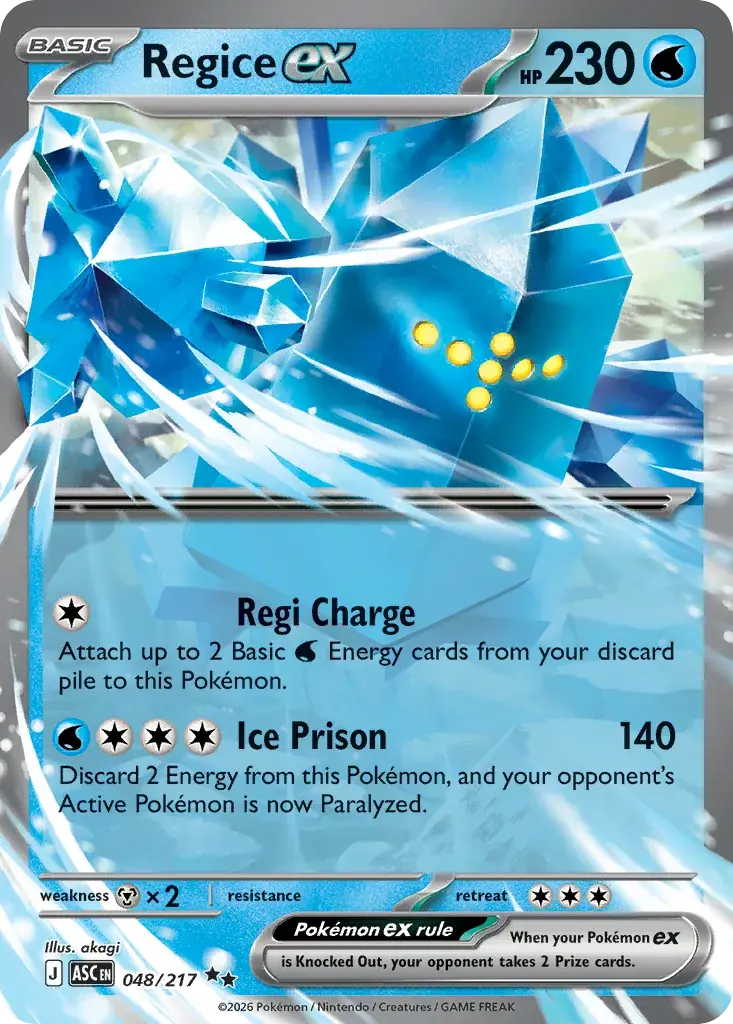 Regice ex Ascended Heroes Pokemon card