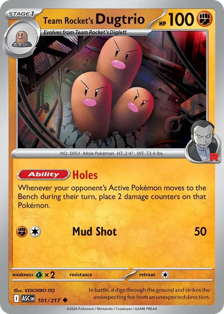 Team Rocket's Dugtrio Ascended Heroes Pokemon card