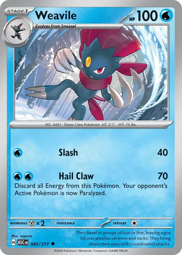 Weavile Ascended Heroes Pokemon card