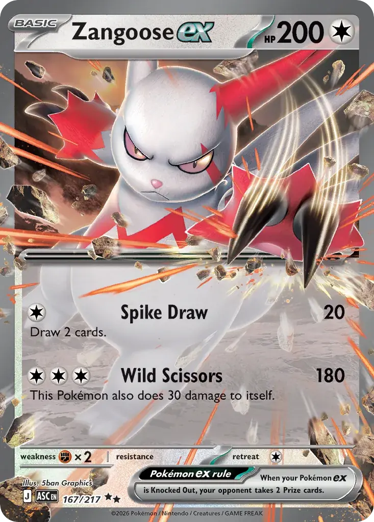Zangoose ex Ascended Heroes Pokemon card