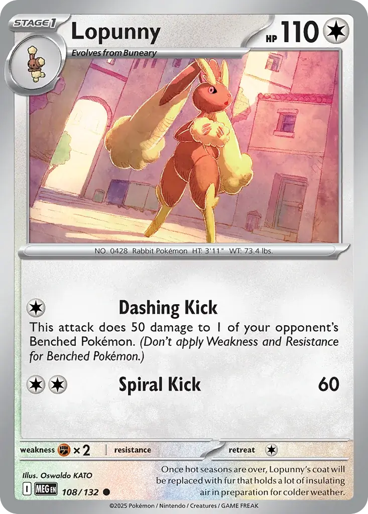Lopunny Mega Evolution Pokemon card