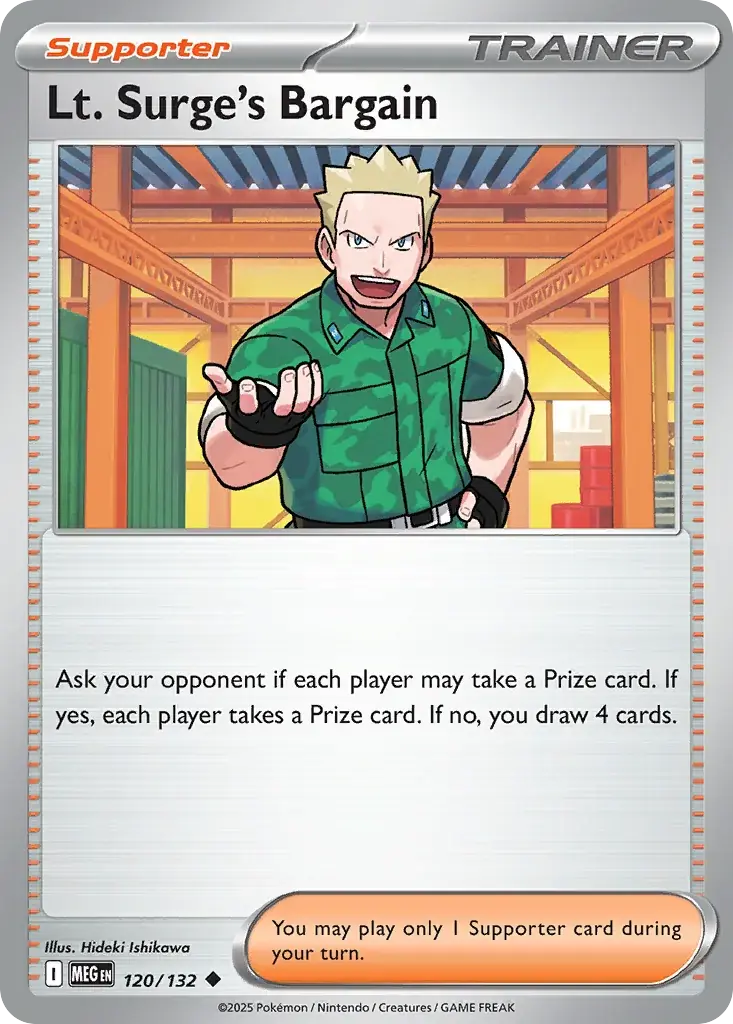 Lt. Surge's Bargain Mega Evolution Pokemon card