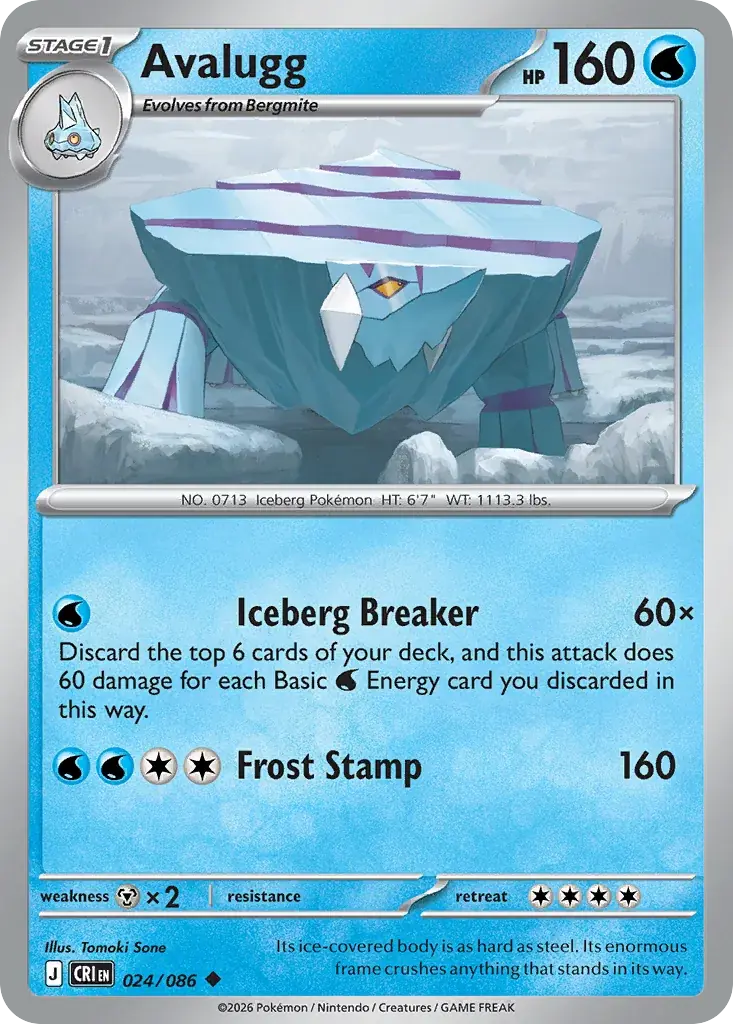 Avalugg Chaos Rising Pokemon card