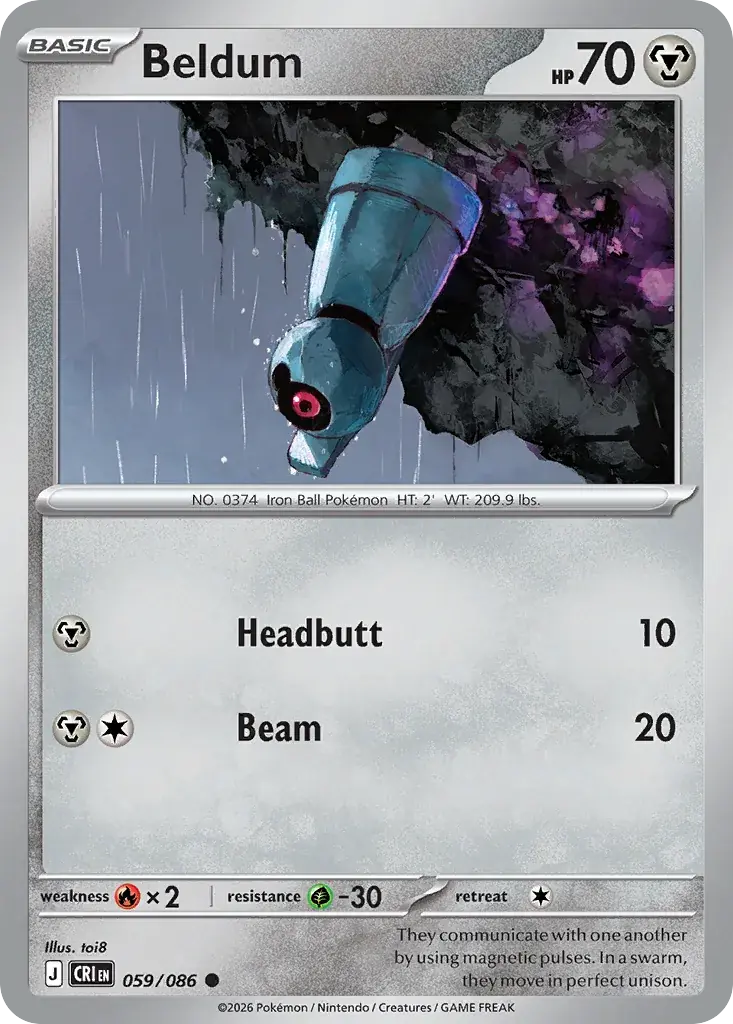 Beldum Chaos Rising Pokemon card