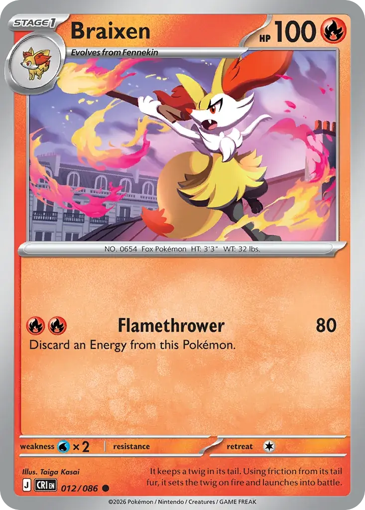 Braixen Chaos Rising Pokemon card