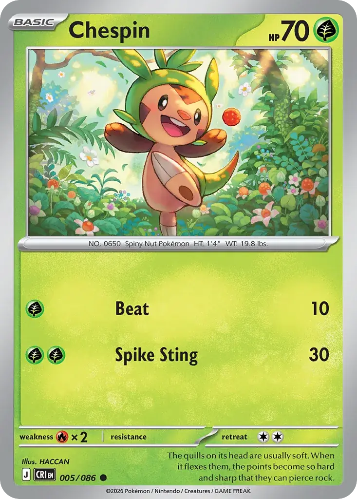 Chespin Chaos Rising Pokemon card