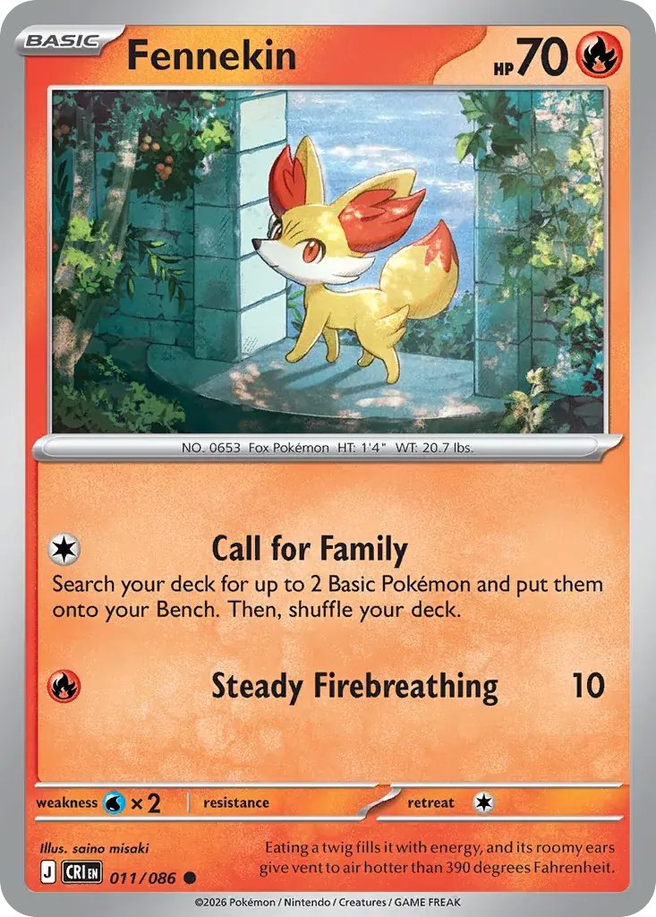 Fennekin Chaos Rising Pokemon card