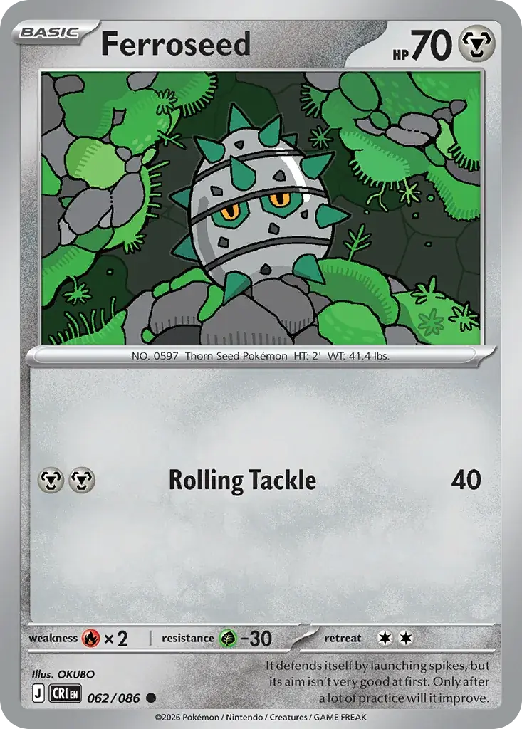 Ferroseed Chaos Rising Pokemon card
