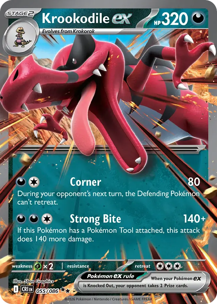 Krookodile ex Chaos Rising Pokemon card