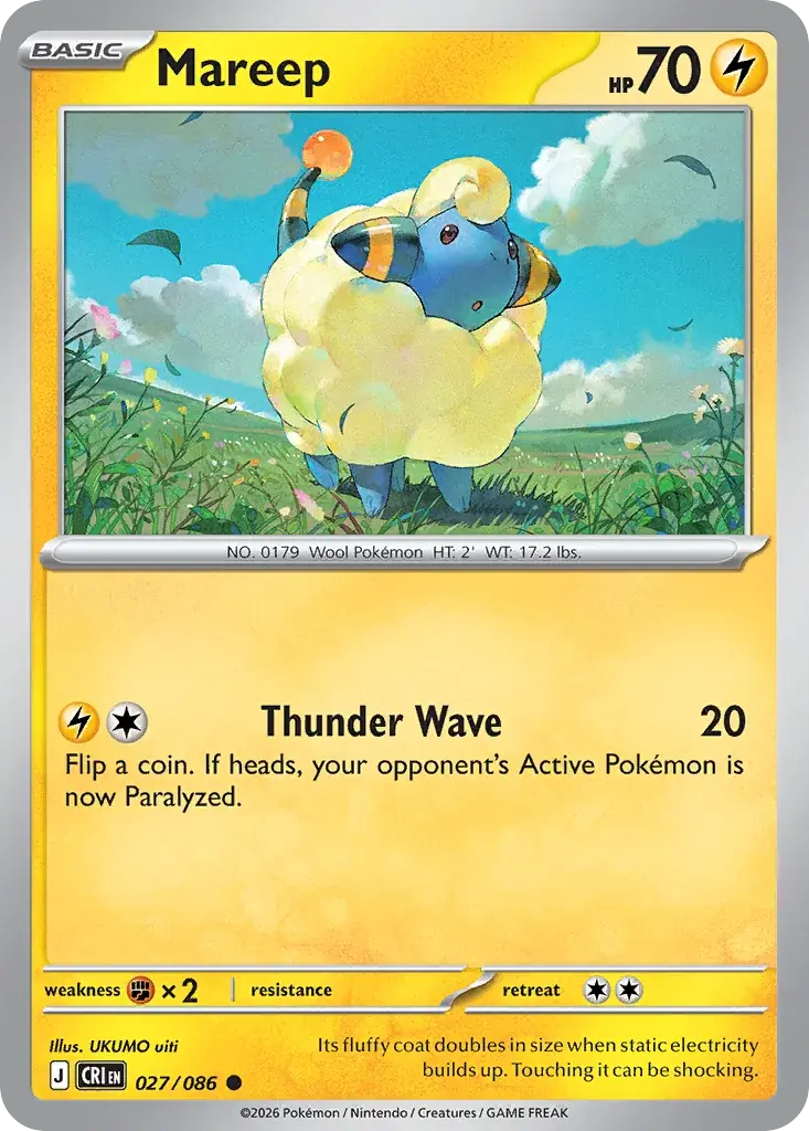 Mareep Chaos Rising Pokemon card