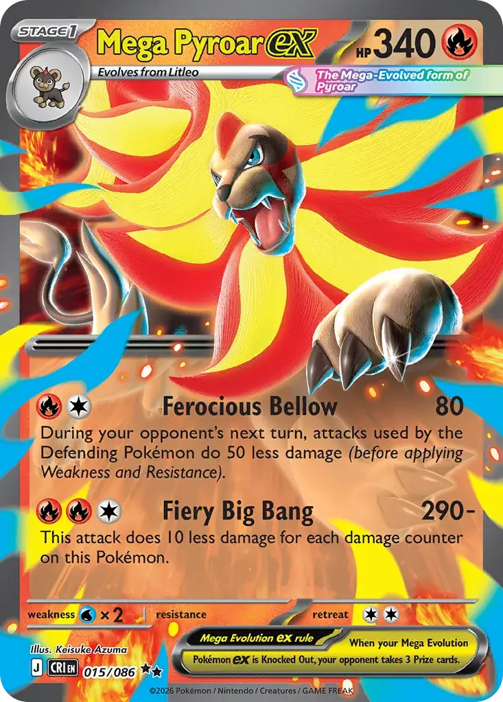Mega Pyroar ex Chaos Rising Pokemon card