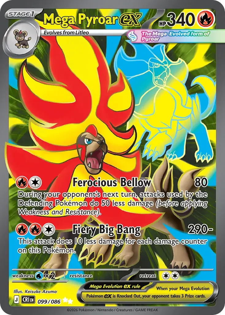 Mega Pyroar ex Chaos Rising Pokemon card